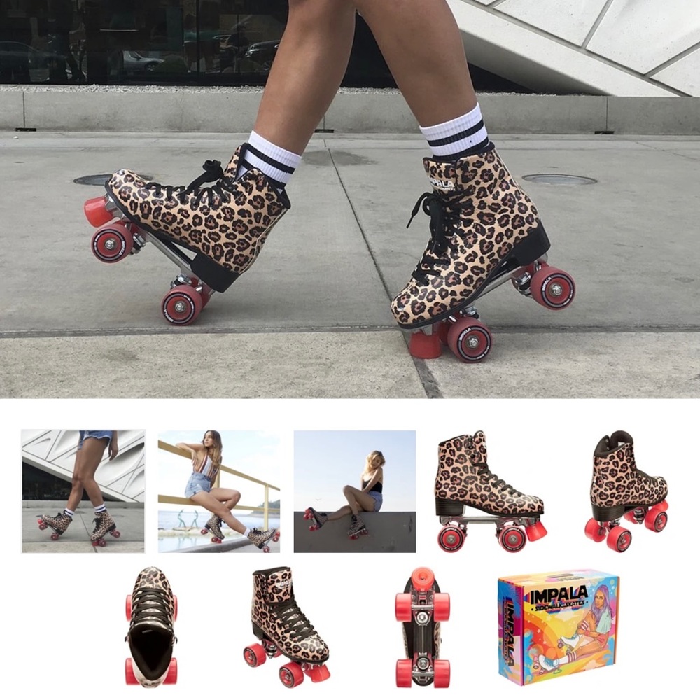 New IMPALA QUAD Roller SKATEs - LEOPARD Vegan Sz 4